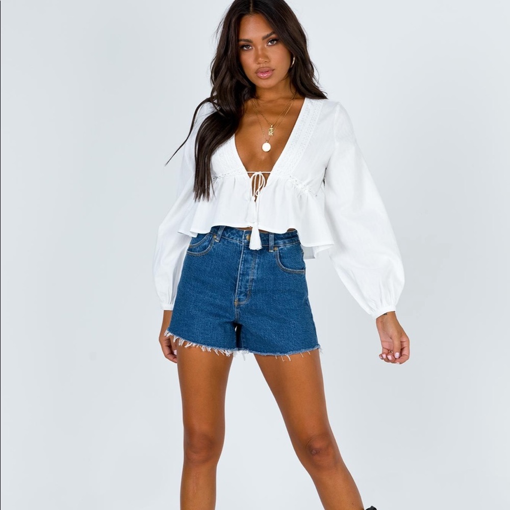 PRINCESS POLLY rain dance tie front top white